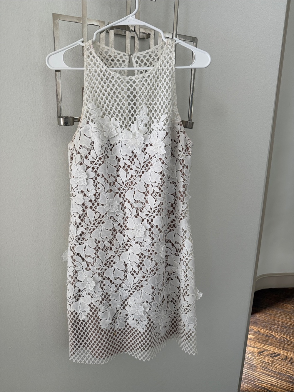 Vera Wang White Floral Crochet Mini Dress